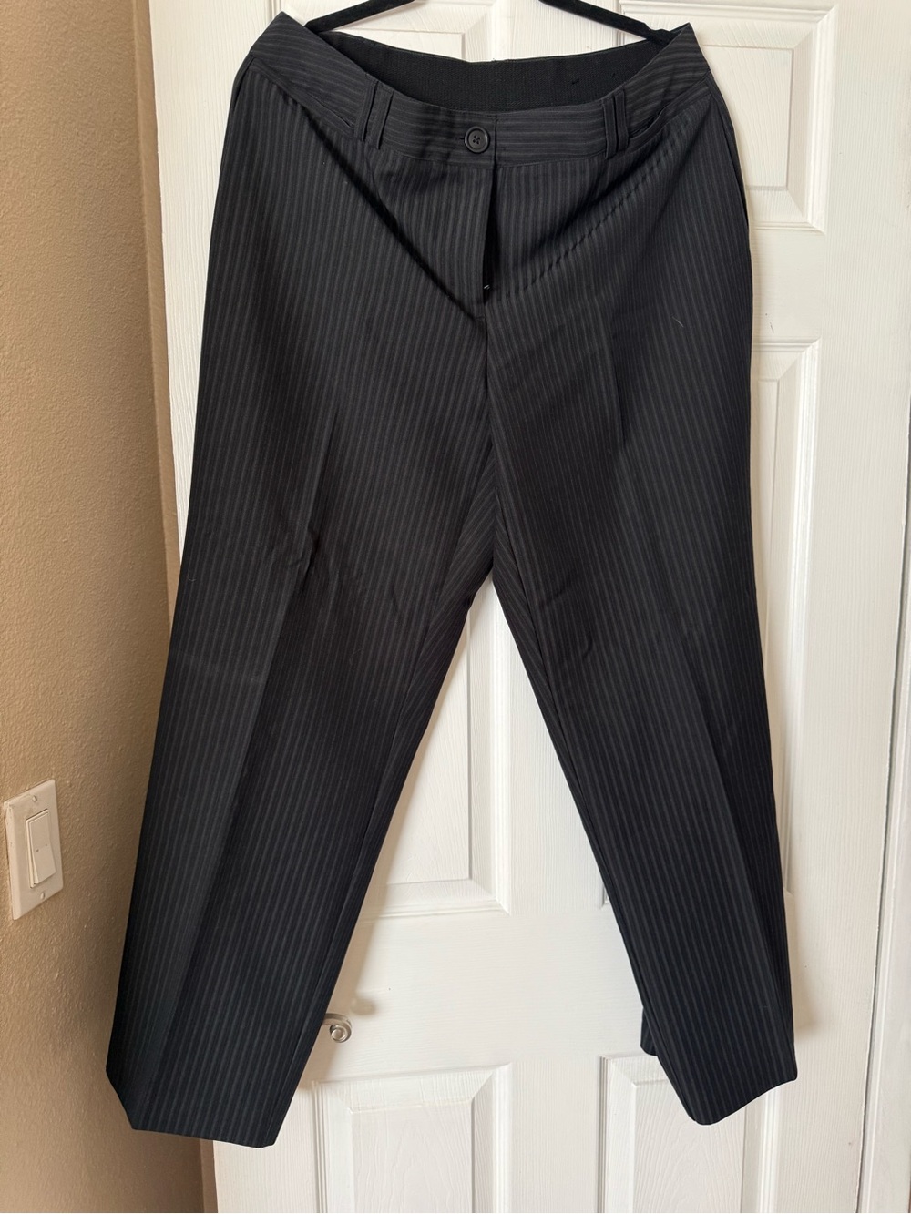 Avenue Black Pinstripe Trousers